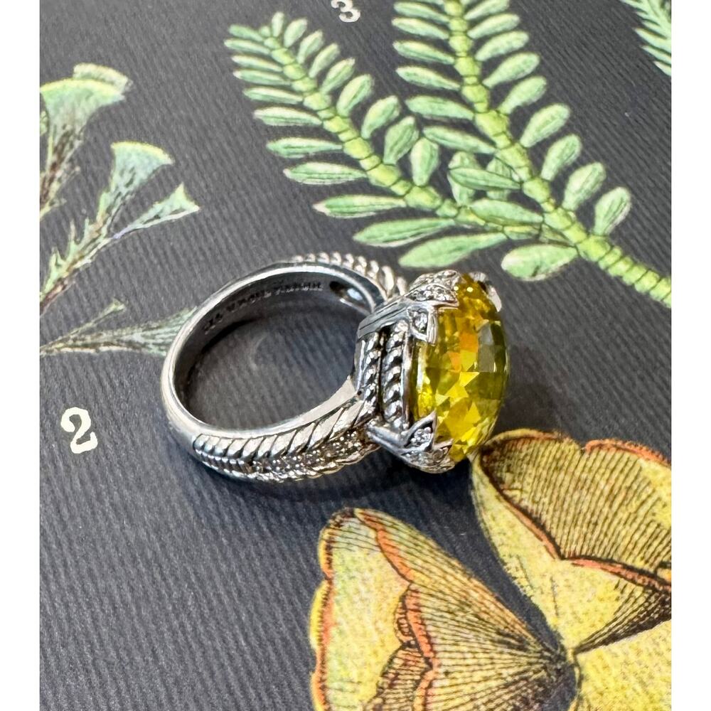Judith Ripka Sterling Silver Yellow Gemstone Cocktail Ring Size 7 to Size 8 - Picture 6 of 10